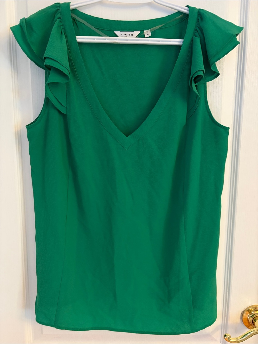 Reitmans Emerald Green V-Neck Ruffle Sleeve Camisole